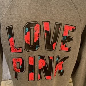 Rare Pink Victoria’s Secret sweatshirt with pink rose “Love Pink” on back.